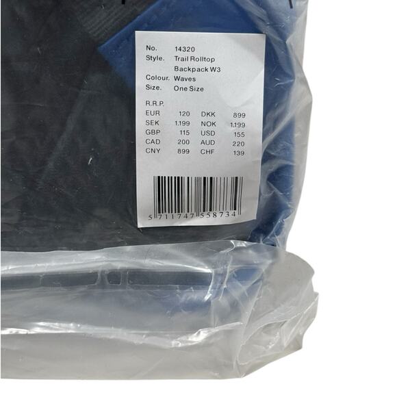 NWT! Rains Trail Rolltop Backpack W3 in Blue Waves - Picture 8 of 8